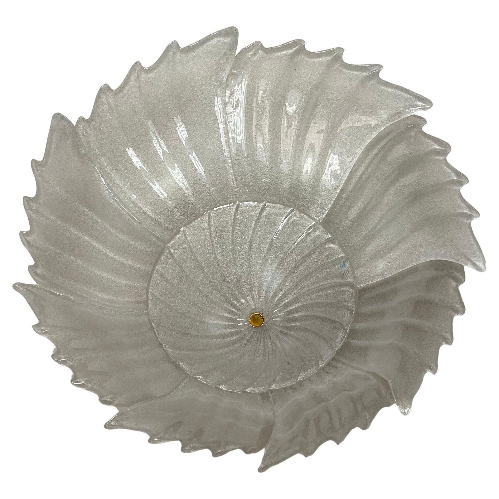 Majestic 9 Light Ceiling Lamp In Murano Glass "Rugiada", Diameter 90 Cm, 1980s