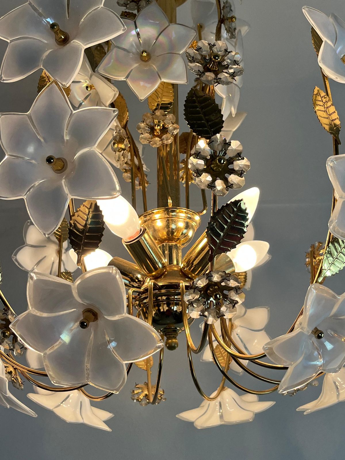 Mid Century 5 Light Murano Glass Flower Chandelier, 1960s photo buy