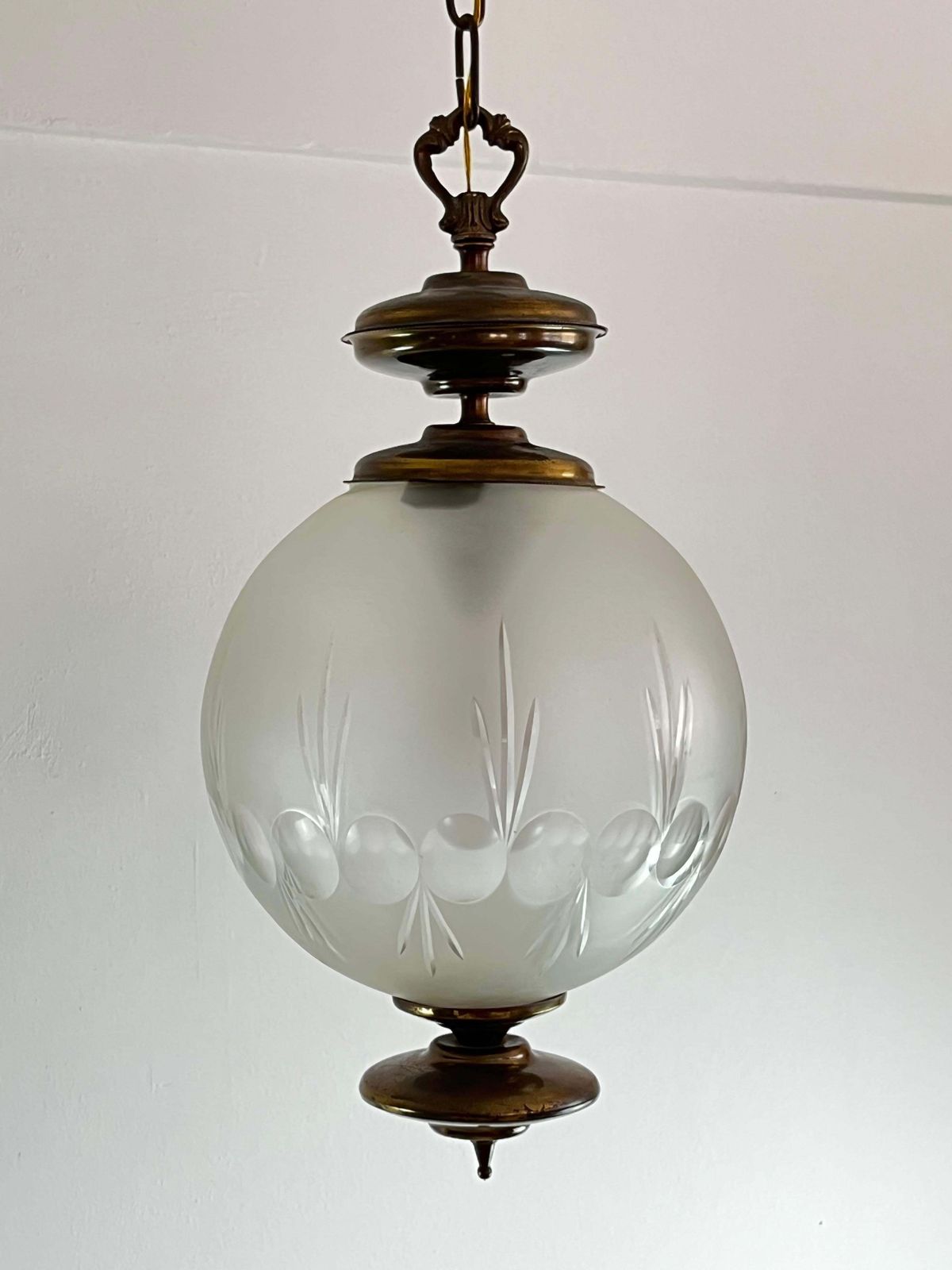 Luigi Caccia Dominioni Italian Bronze And Glass Chandelier  1970s photo for sale