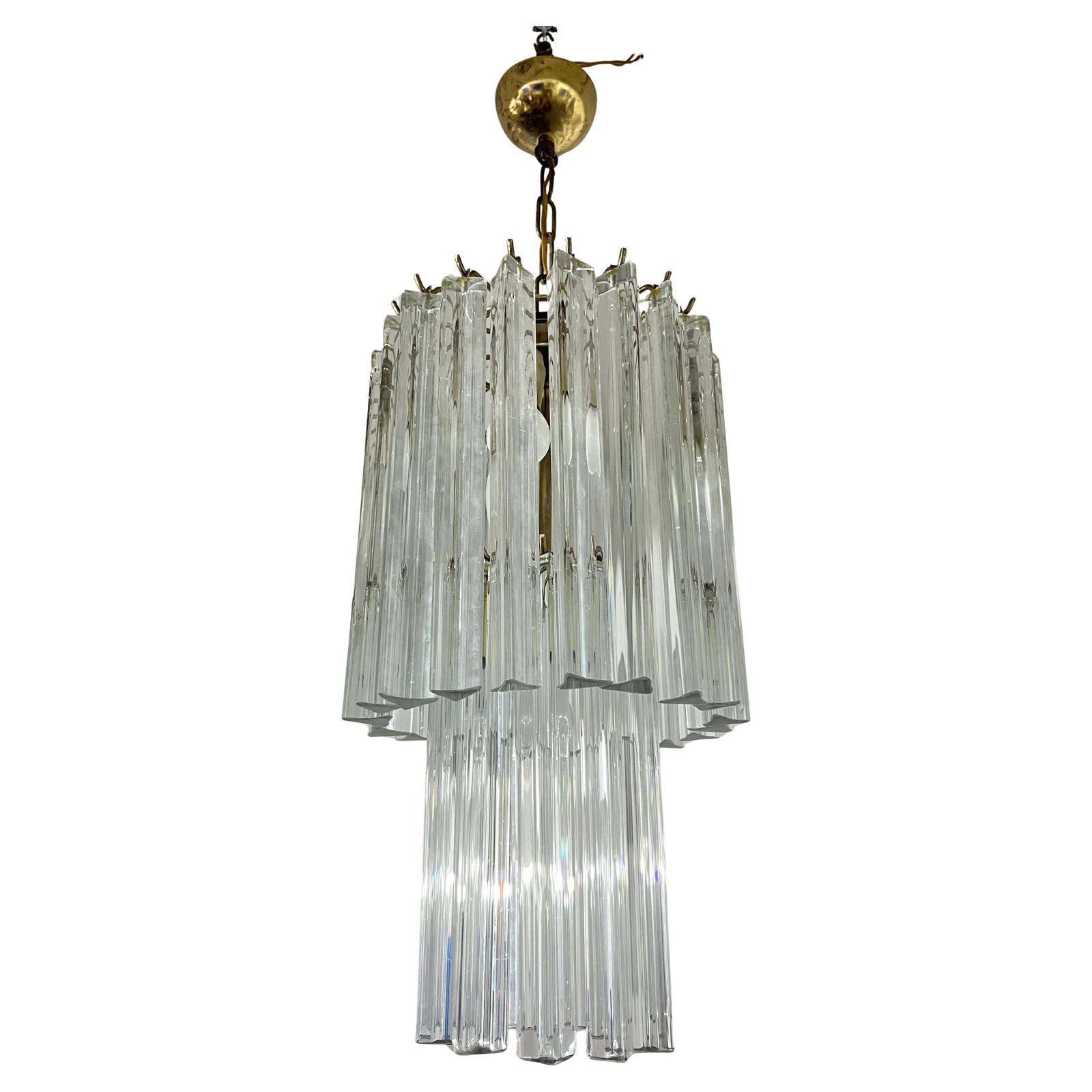 Mid Century Chandelier Attributed To Venini With Trilobed Murano Glass 1960s