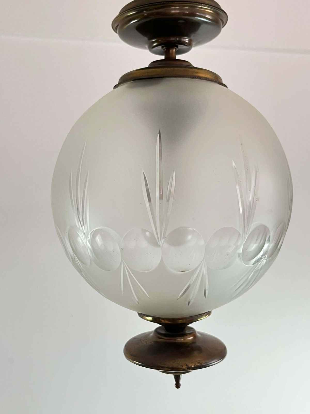 Luigi Caccia Dominioni Italian Bronze And Glass Chandelier  1970s photo buy