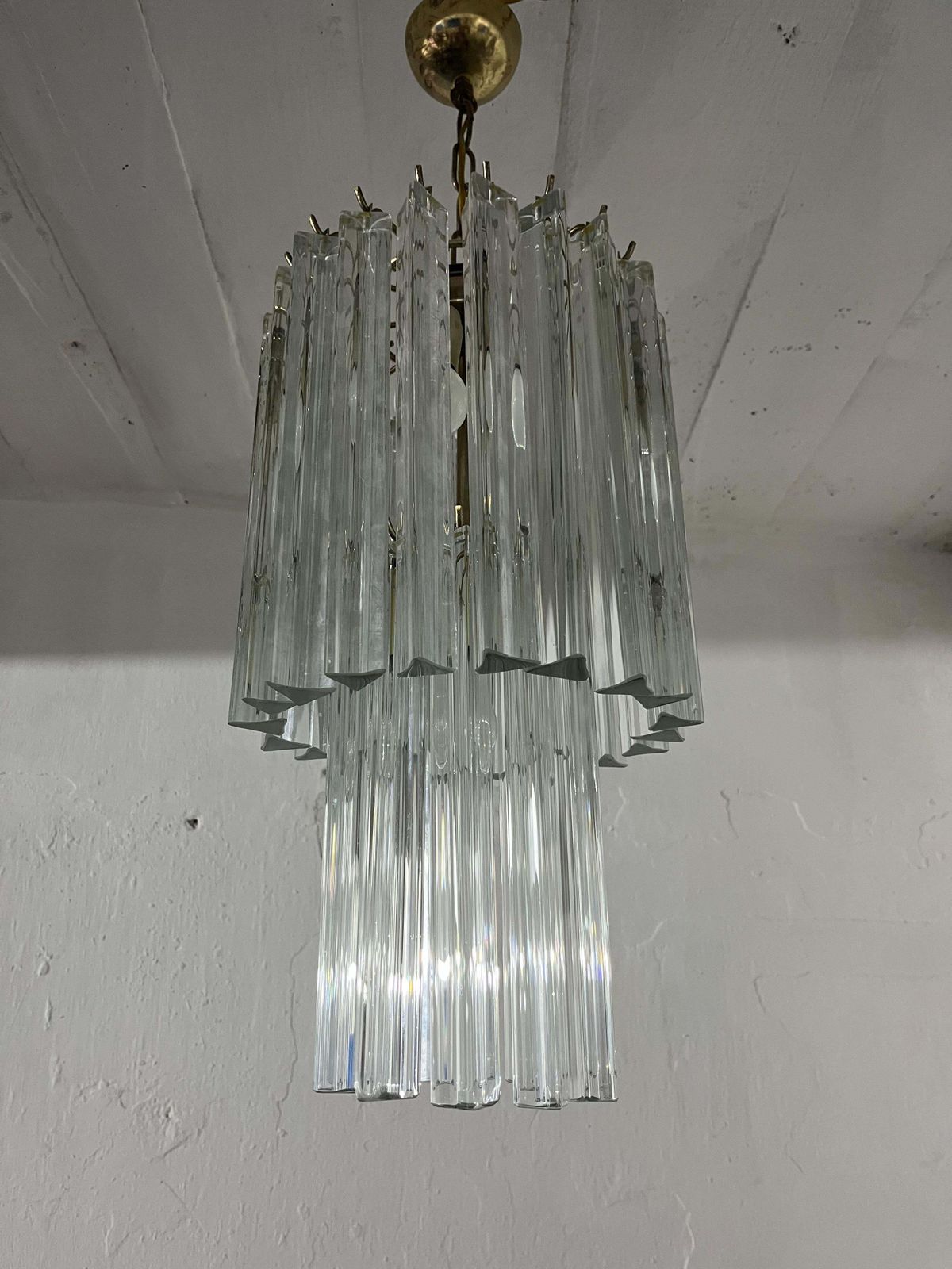 Mid Century Chandelier Attributed To Venini With Trilobed Murano Glass 1960s photo Lighting