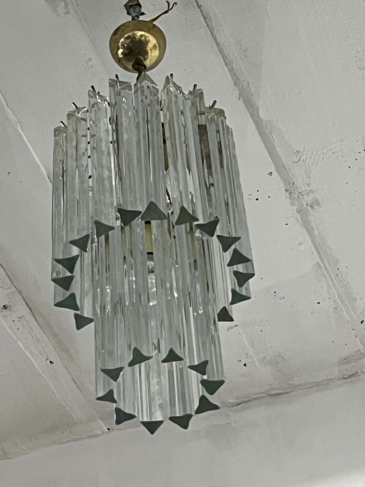 Mid Century Chandelier Attributed To Venini With Trilobed Murano Glass 1960s photo buy