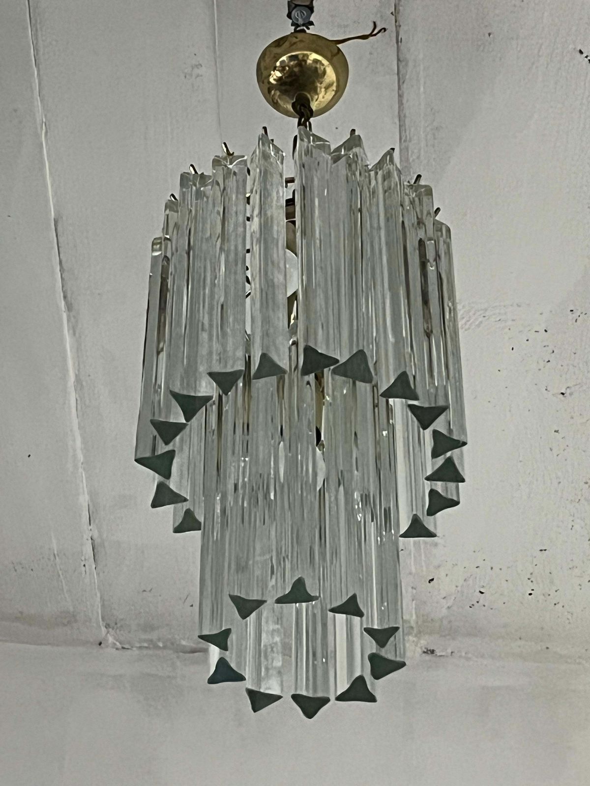 photo furniture Mid Century Chandelier Attributed To Venini With Trilobed Murano Glass 1960s