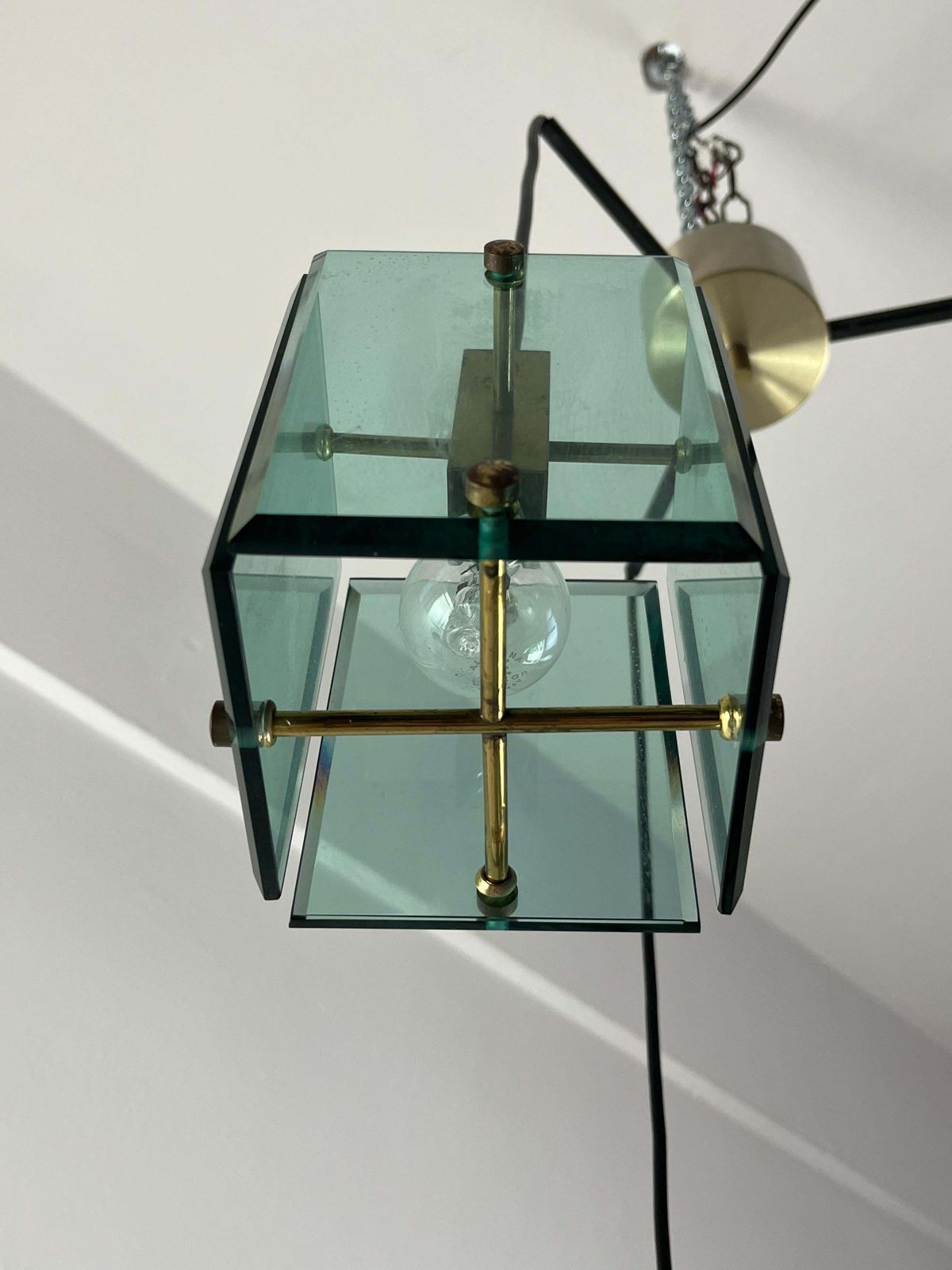 Vintage 3 Light Fontana Arte  Pendant Chandelier  1960s photo vinterior