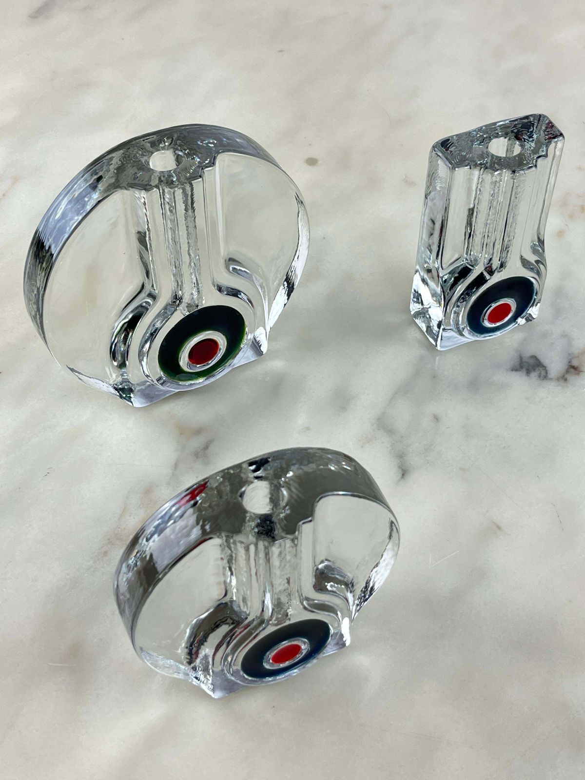 Set Of 3 Mid Century Murano Glass Single Flower Vases 1960s photo for sale