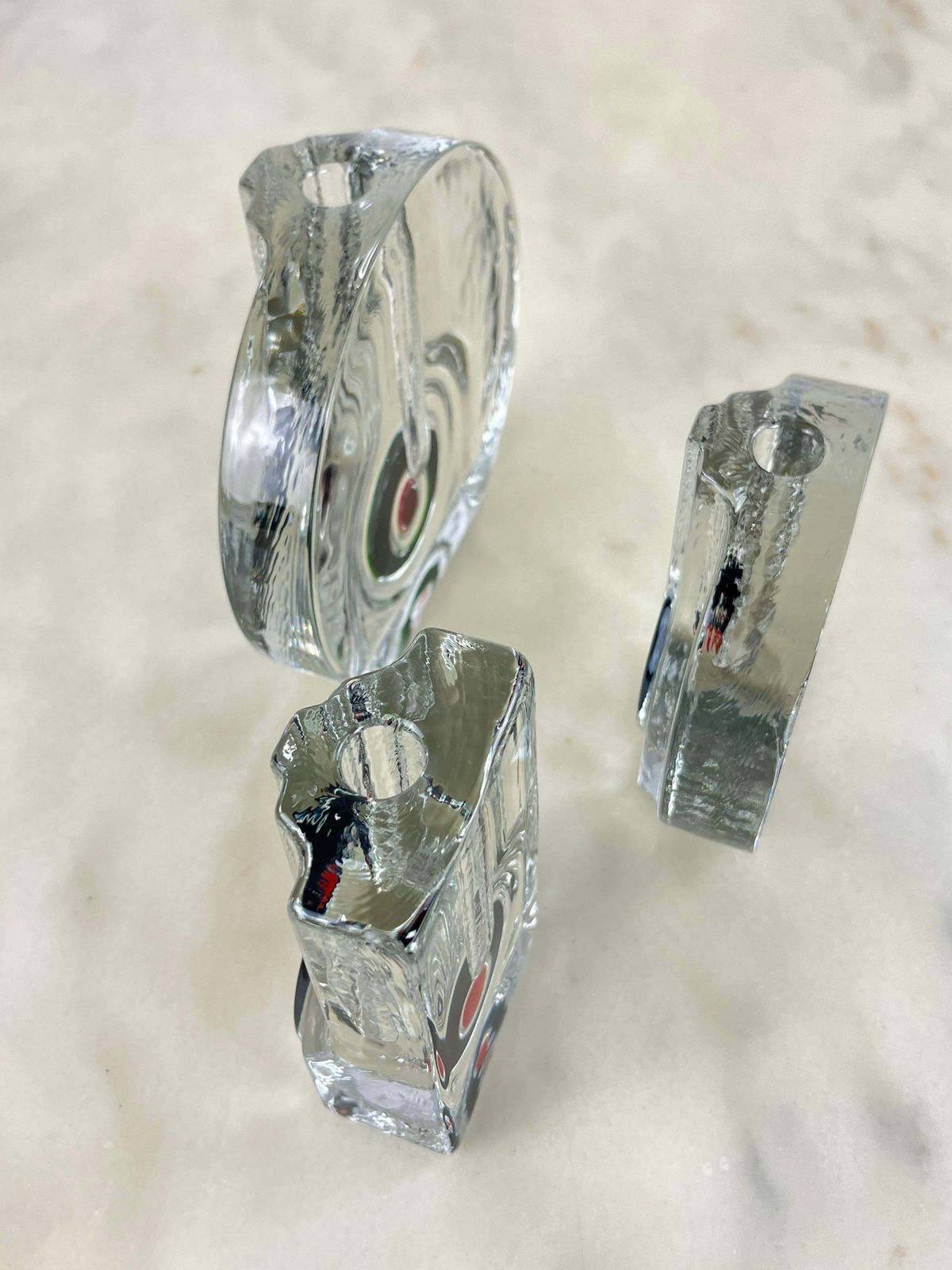 Set Of 3 Mid Century Murano Glass Single Flower Vases 1960s photo Home Decor
