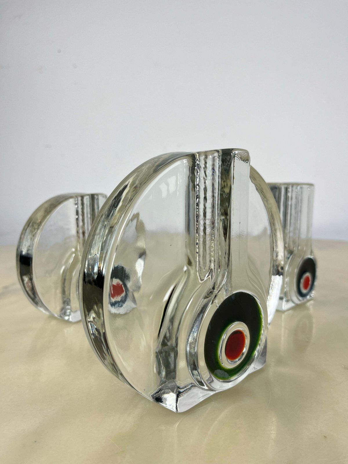 photo for sale Set Of 3 Mid Century Murano Glass Single Flower Vases 1960s