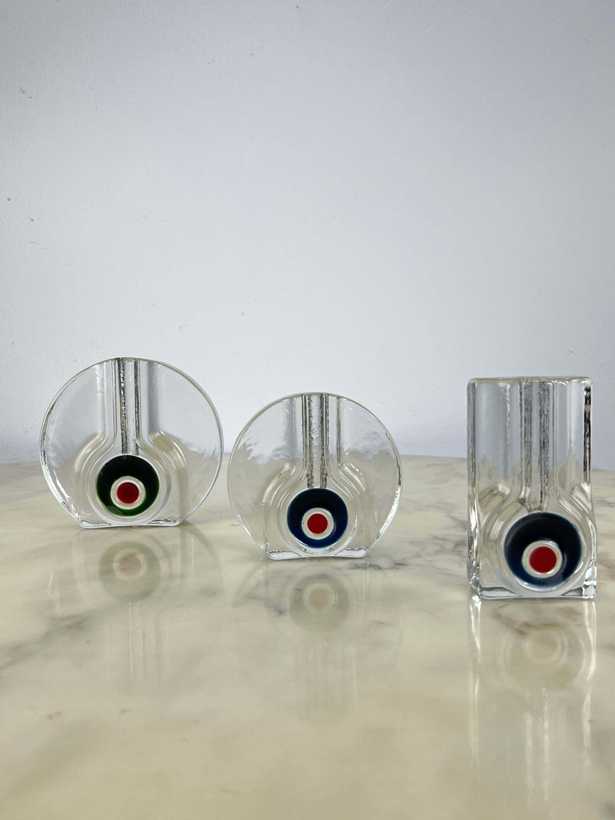 photo buy Set Of 3 Mid Century Murano Glass Single Flower Vases 1960s