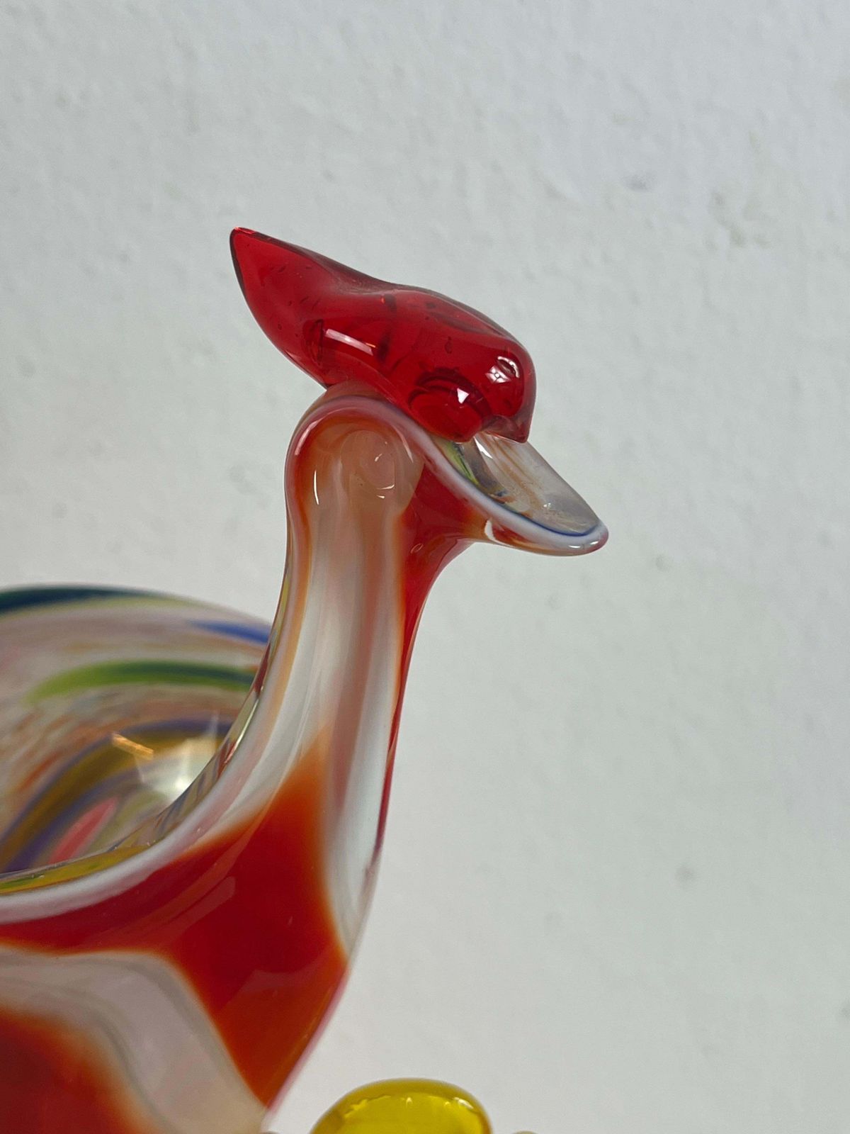 Unique Mid Century Polychrome Murano Glass Rooster And Flower Vase, 1950s photo Home Decor