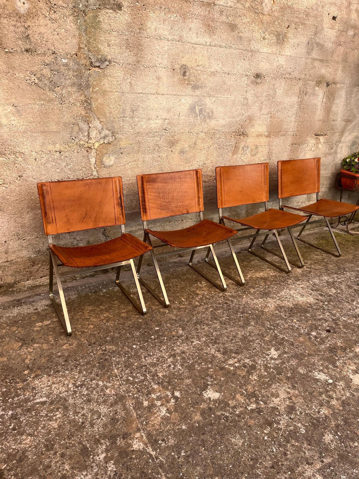 Set Of 4 Mid Century Steel And Leather Chairs Attributed To Pierre Paulin, 1960s photo Furniture
