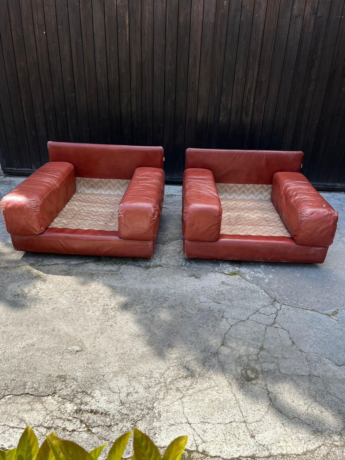 Set Of 2 Mid Century Leather Armchairs Dall'oca Italian Design 1970s photo buy