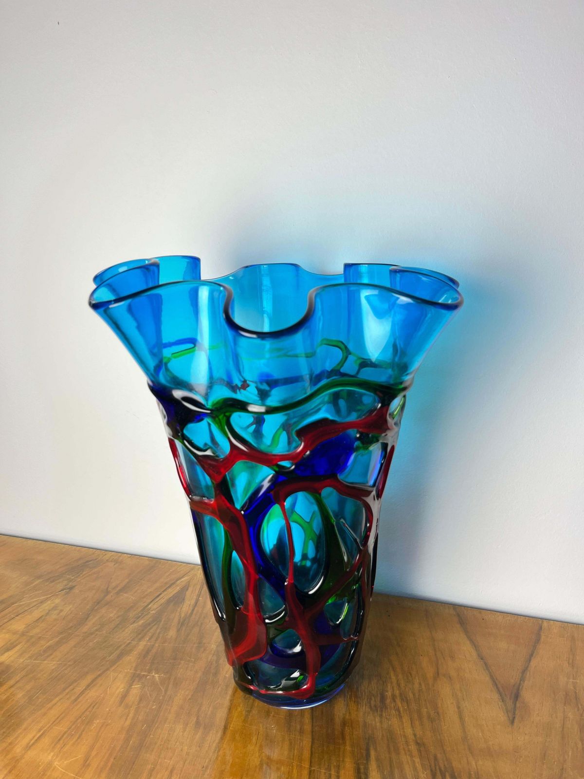 Large Maestri Muranesi Mid Century Polychrome Murano Submerged Glass Vase, 1950s photo buy