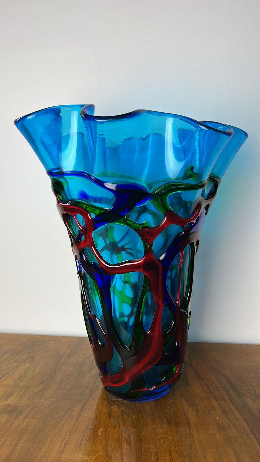 Home Decor Large Maestri Muranesi Mid Century Polychrome Murano Submerged Glass Vase, 1950s photo
