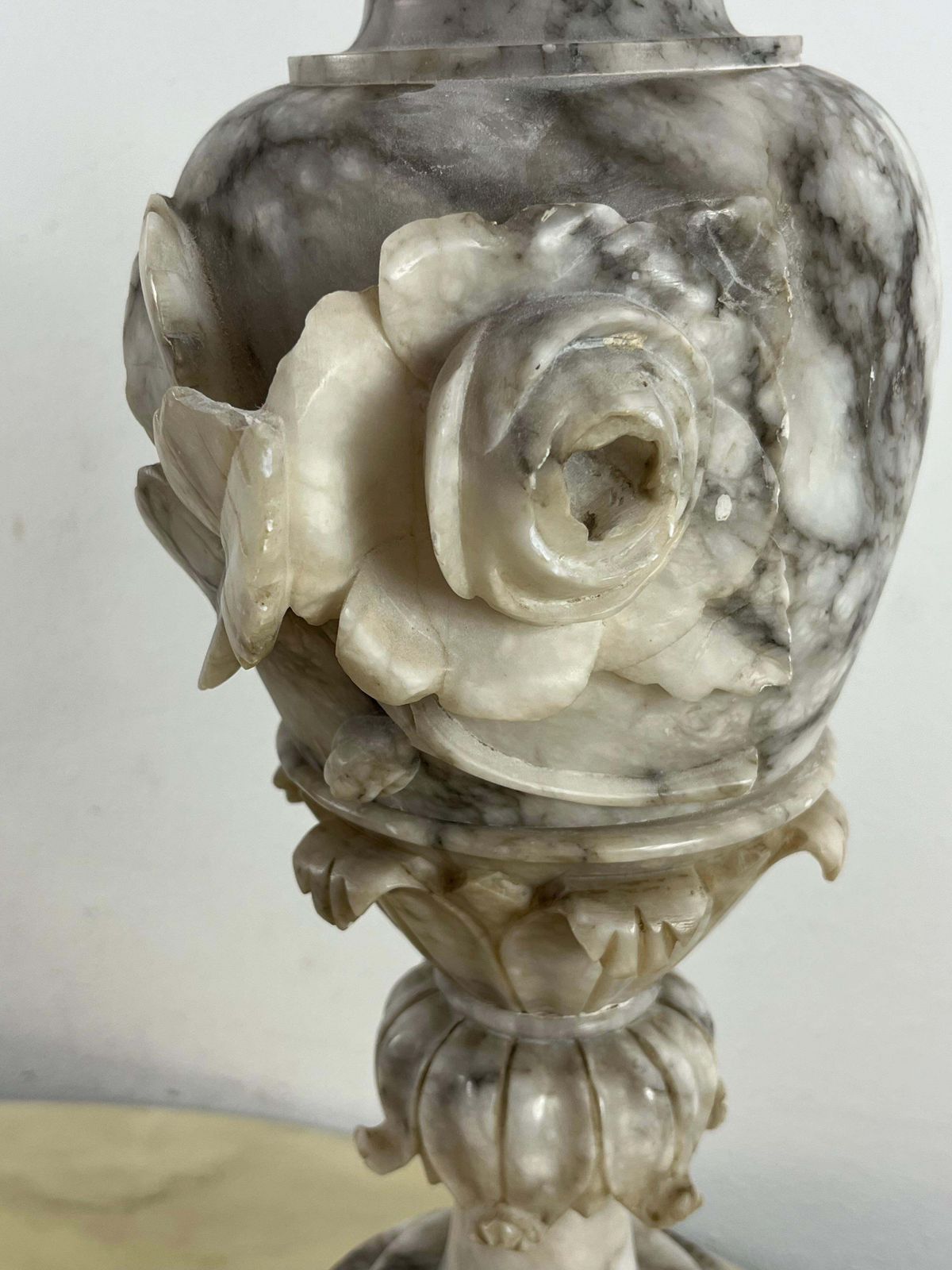 Set Of 2 Large Italian Alabaster Vases Mid Century 1930s photo Home Decor
