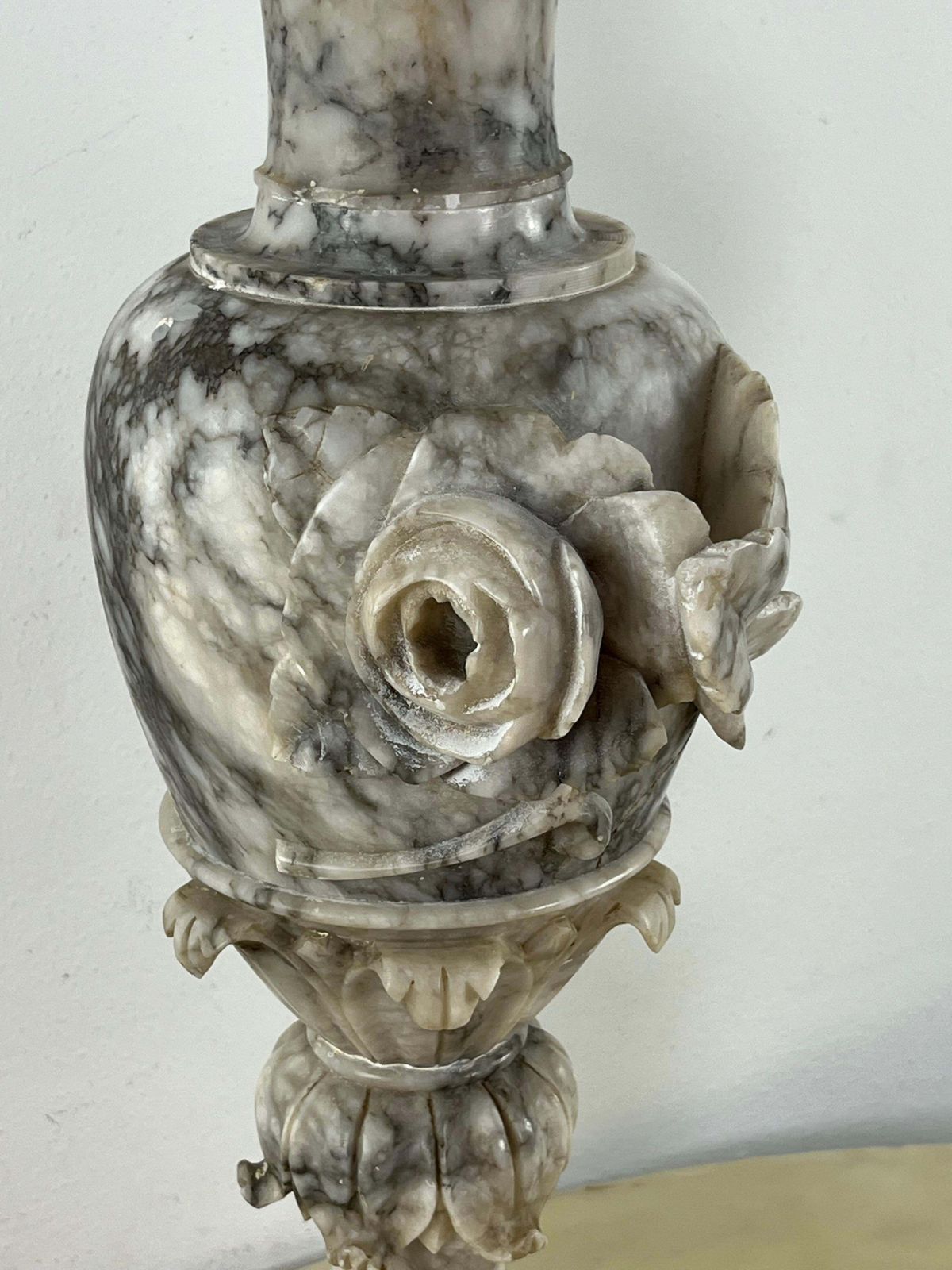 photo for sale Set Of 2 Large Italian Alabaster Vases Mid Century 1930s