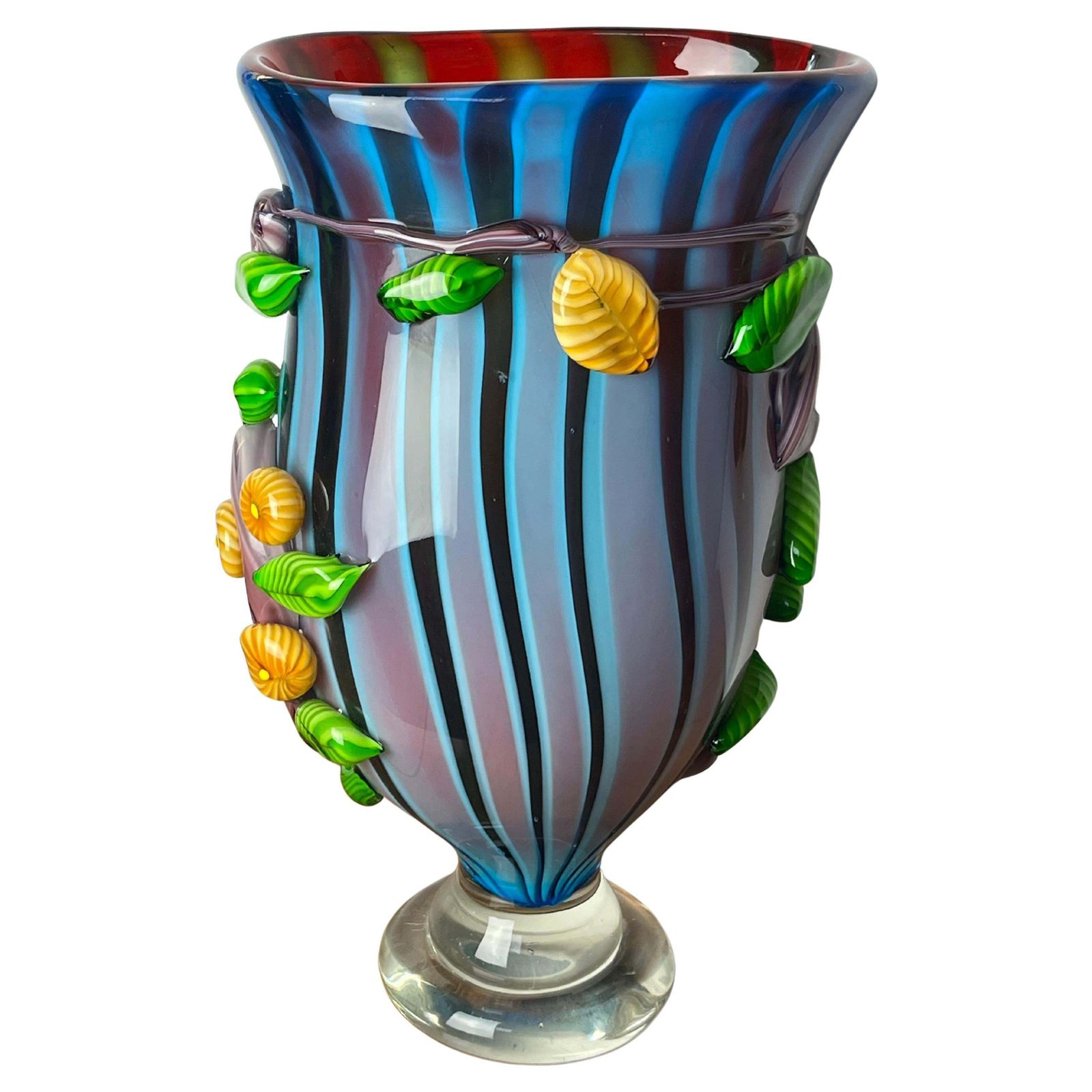 Large Maestri Muranesi Mid Century Polychrome Murano Submerged Glass Vase, 1950s