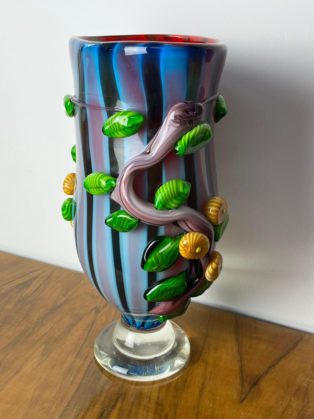Large Maestri Muranesi Mid Century Polychrome Murano Submerged Glass Vase, 1950s photo for sale