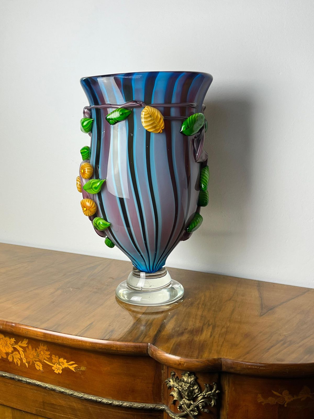 Large Maestri Muranesi Mid Century Polychrome Murano Submerged Glass Vase, 1950s photo buy
