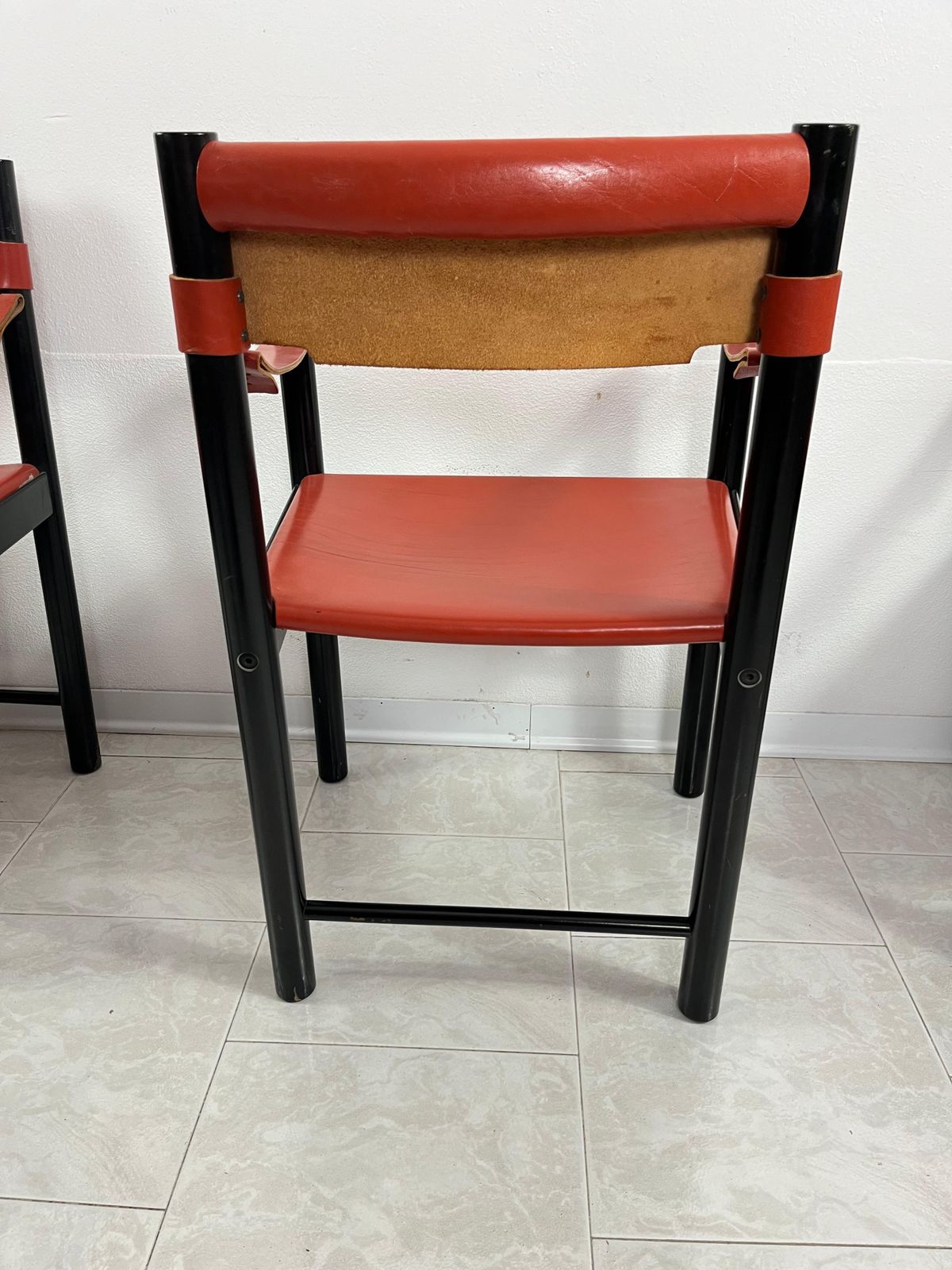 Furniture Set Of 4 Mid Century Ibisco Leather Armchairs Made In Italy 1960s photo