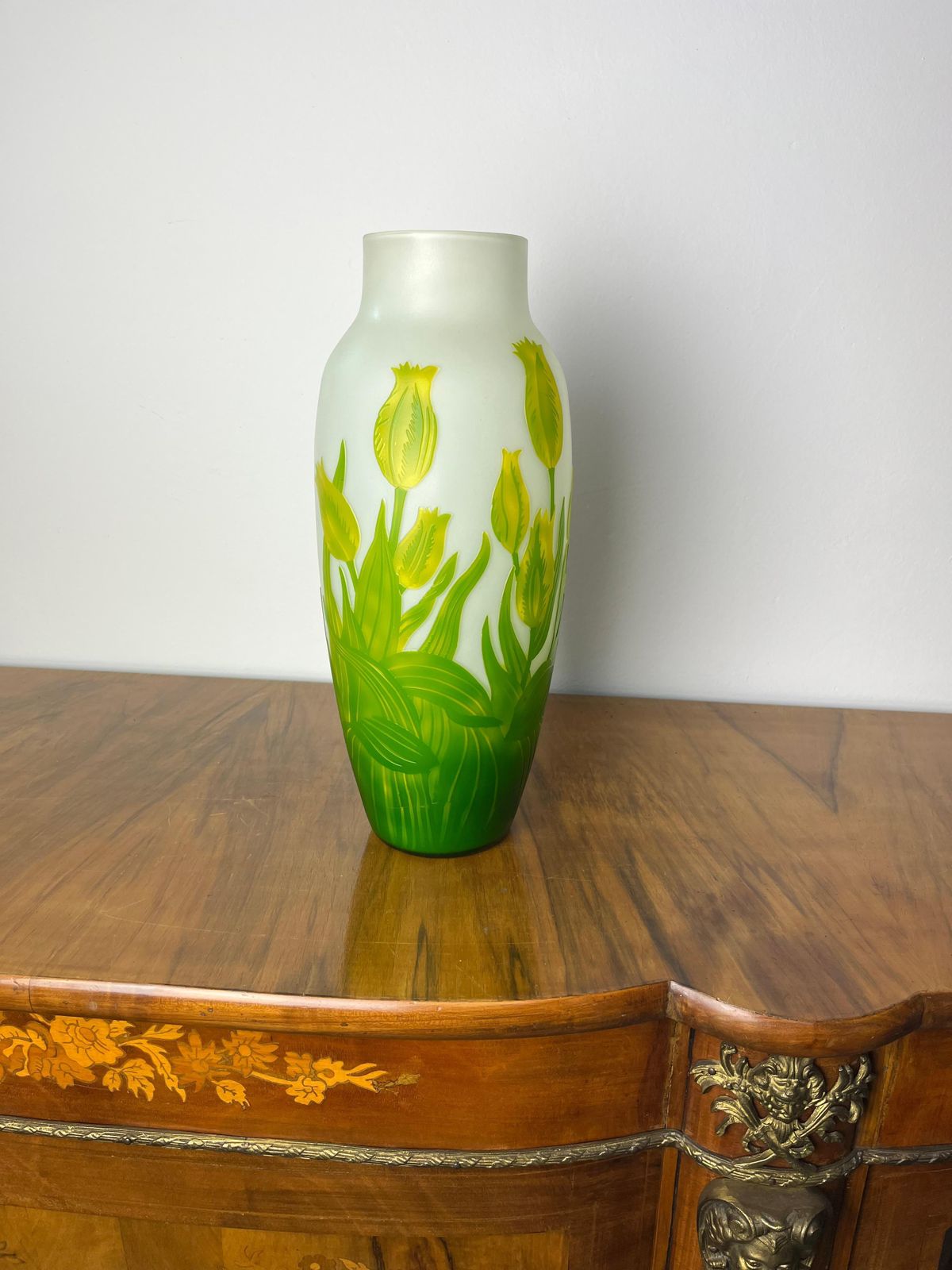Art Nouveau Vase By émile Gallè Polychrome Glass, France 1910s photo for sale