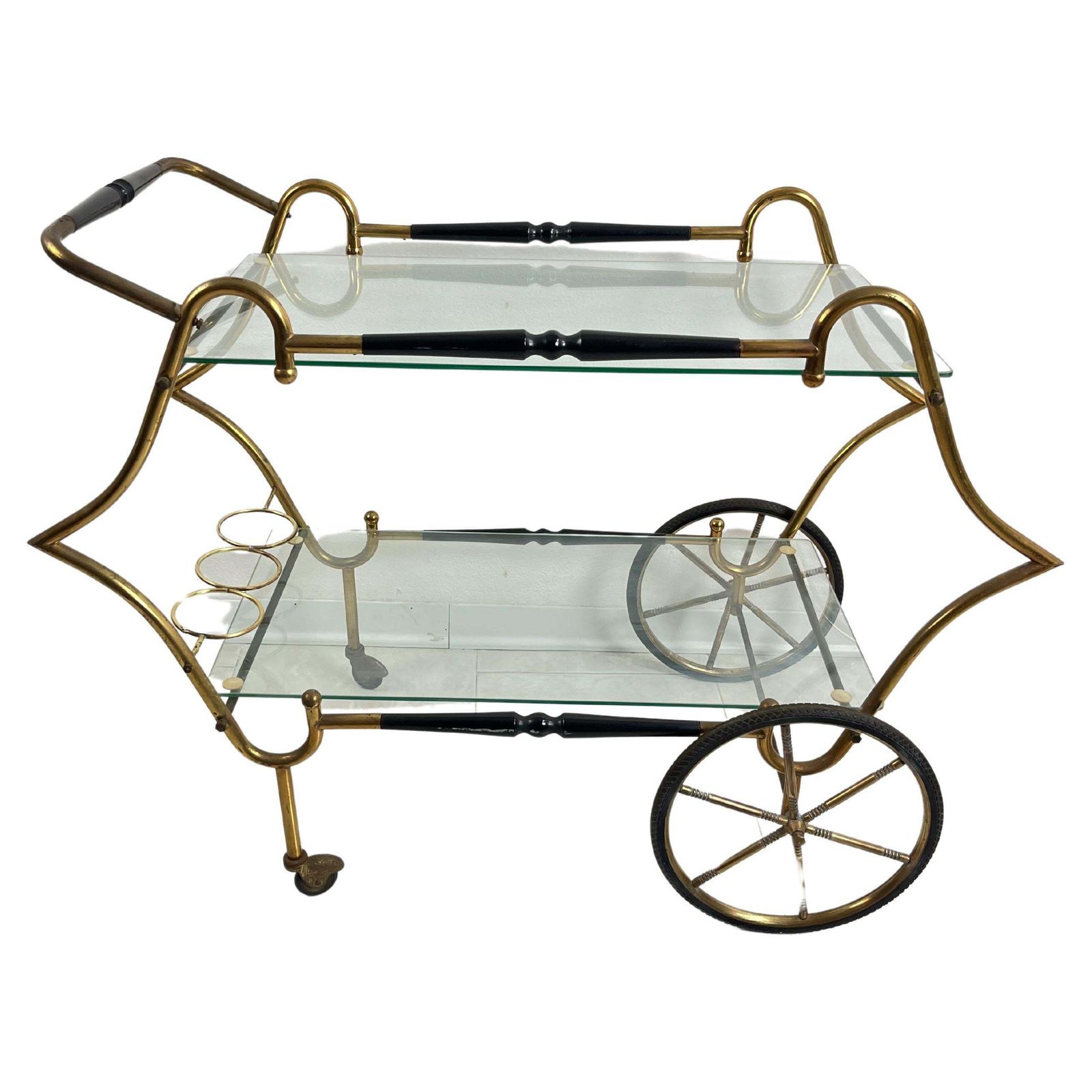 Mid Century Brass Bar Cart Attributed To Aldo Tura 1950s