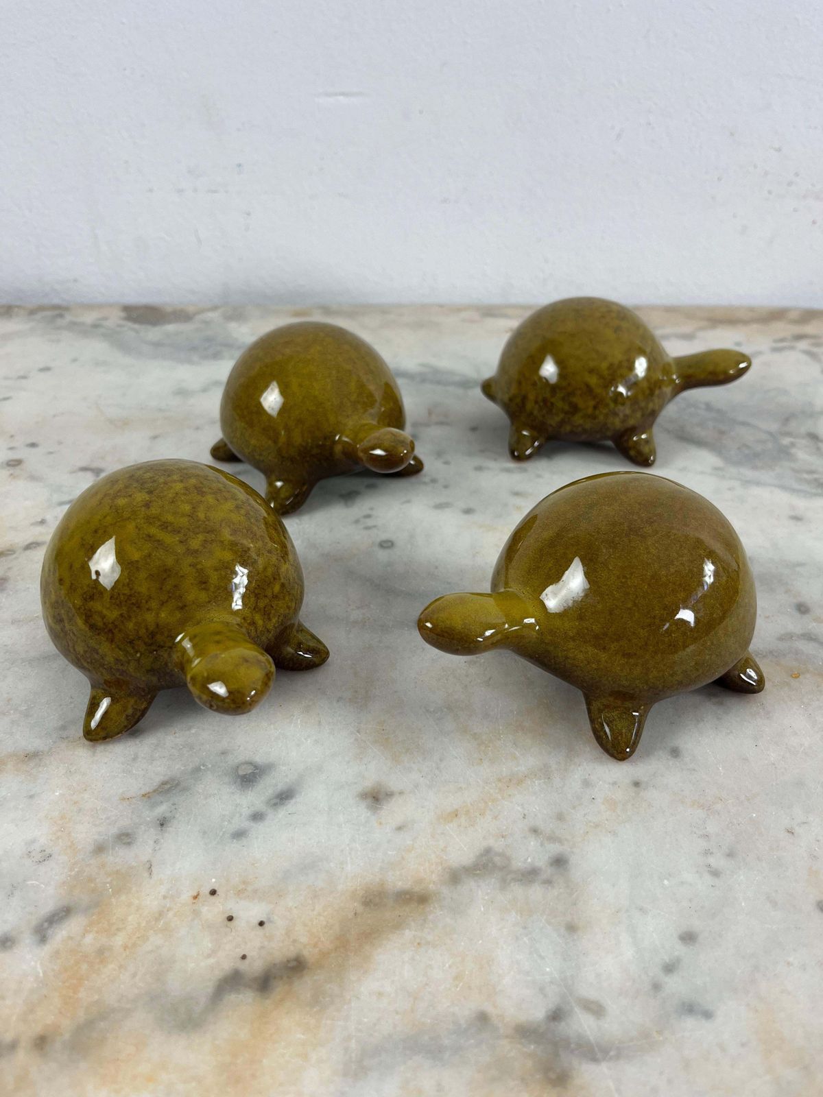 Set Of 4 Glazed Ceramic Turtles, 1970s photo 188.0