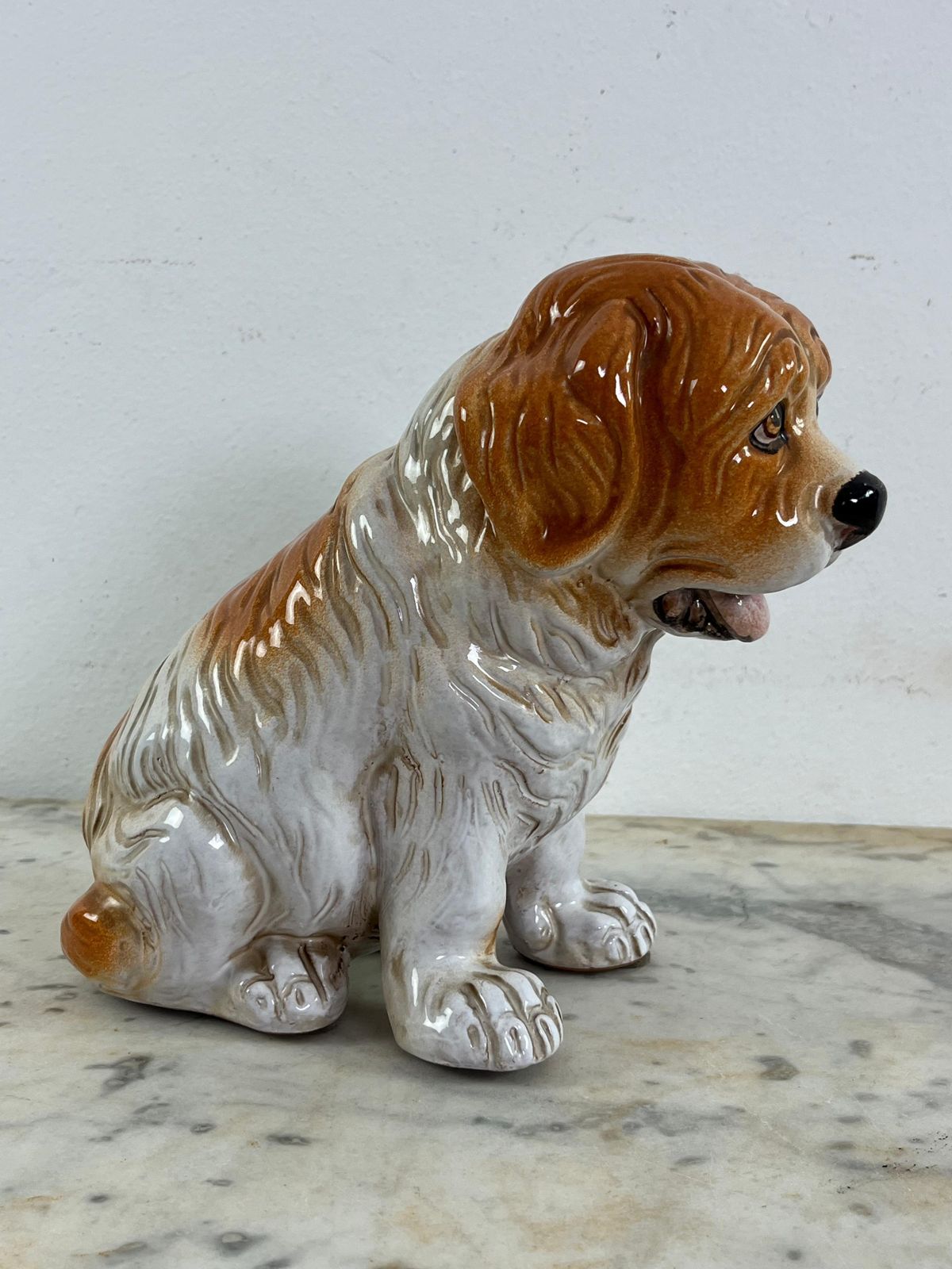 Art Mid Century Glazed Ceramic Puppy Dog, Made In Italy 1960s photo