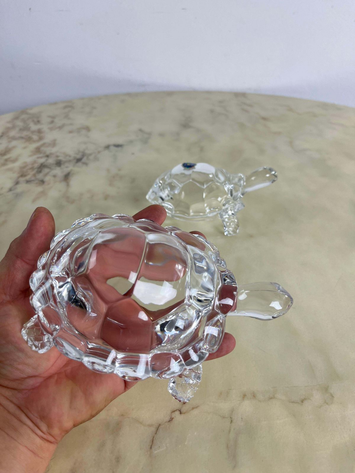 Set Of 2 Large Crystal Turtles Royal Art Handmade 1980s photo furniture