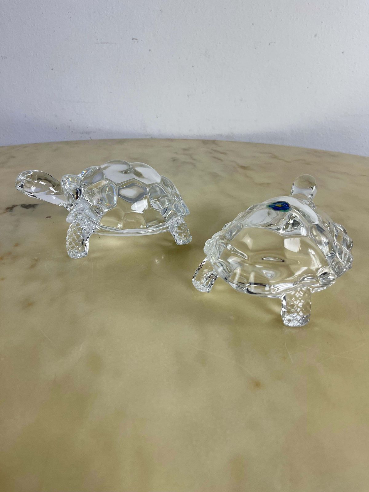 photo vintage Set Of 2 Large Crystal Turtles Royal Art Handmade 1980s