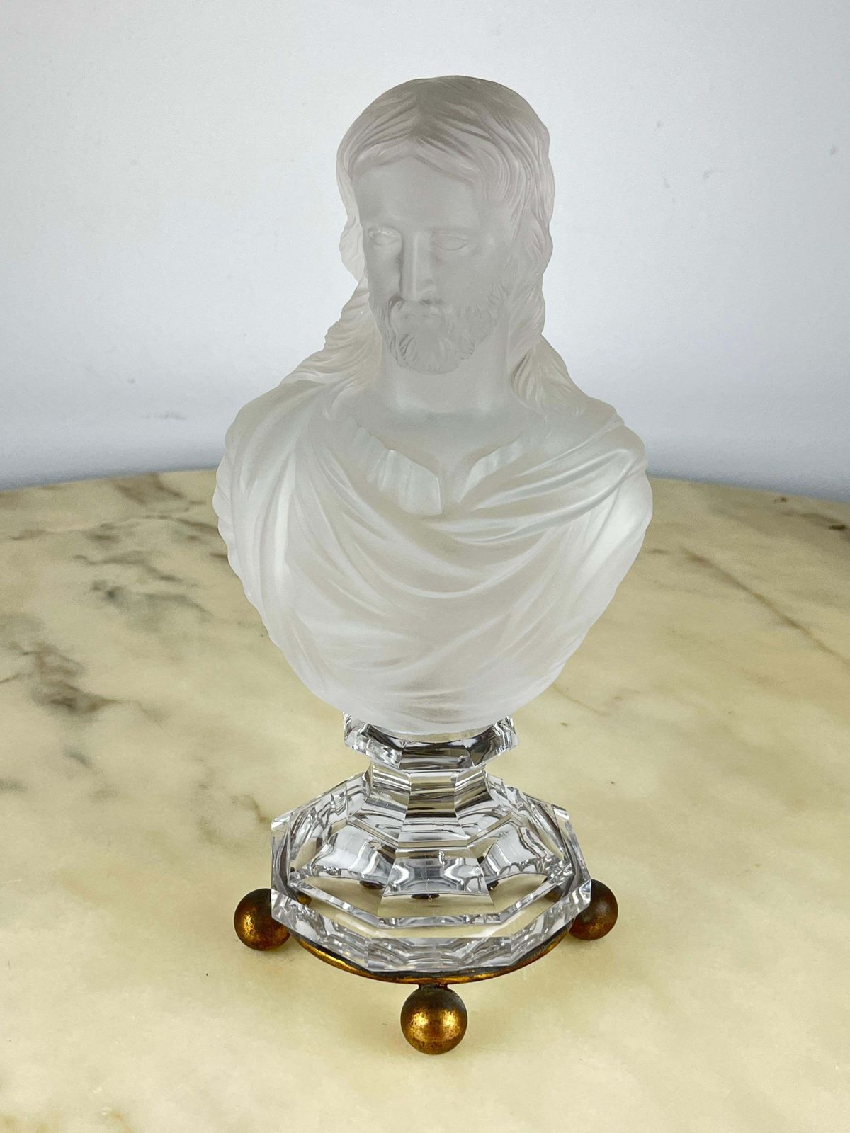 photo furniture Baccarat Bust "Jesus Christ" Moulded Glass France 1980s