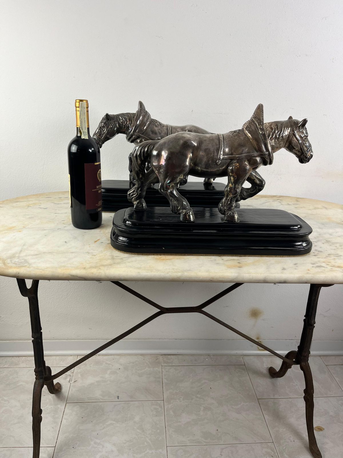 Set Of 2 Mid Century Silvered Bronze Horses, Attributed To Jean Joire, 1930s photo furniture