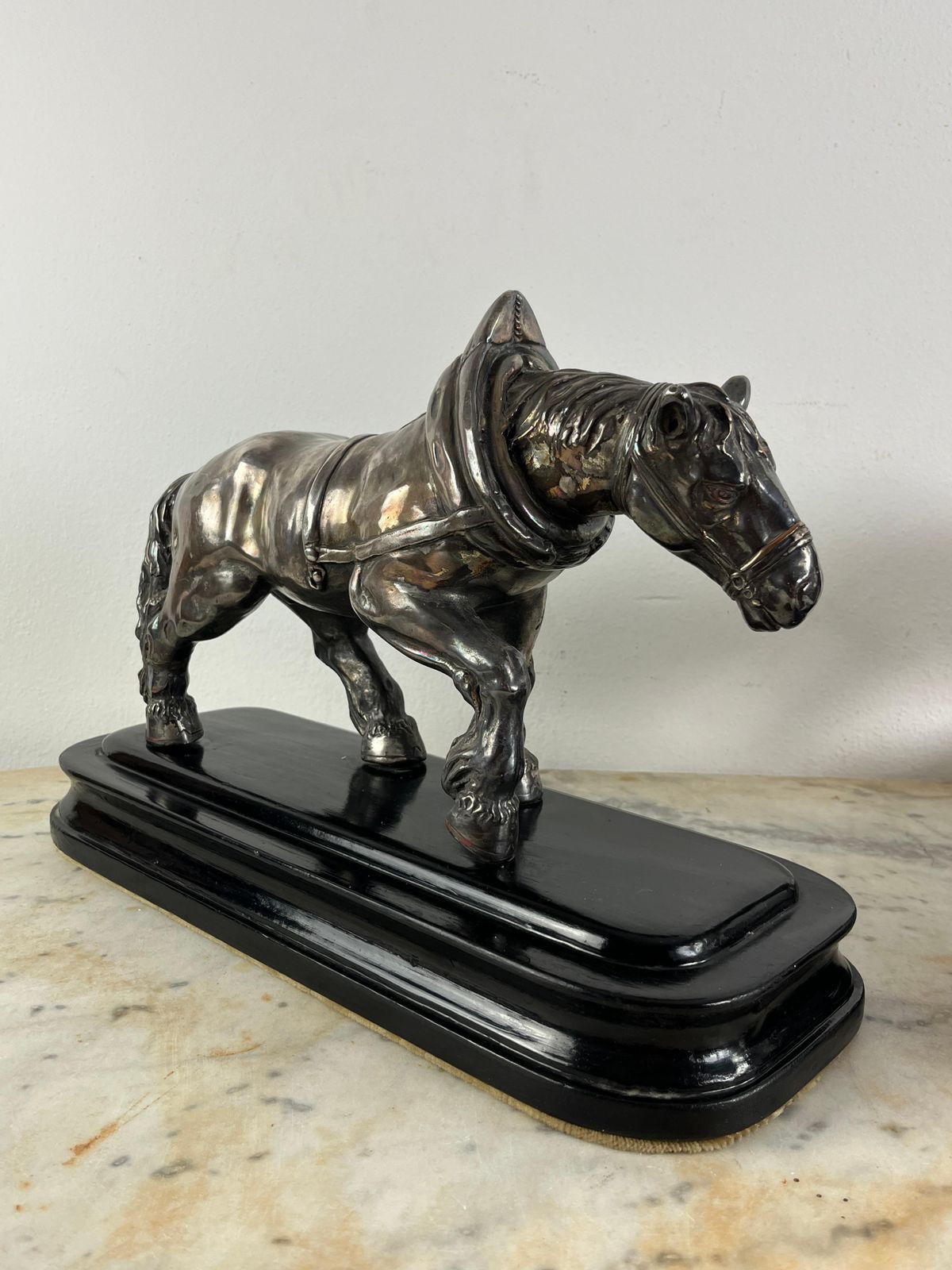Set Of 2 Mid Century Silvered Bronze Horses, Attributed To Jean Joire, 1930s photo vintage
