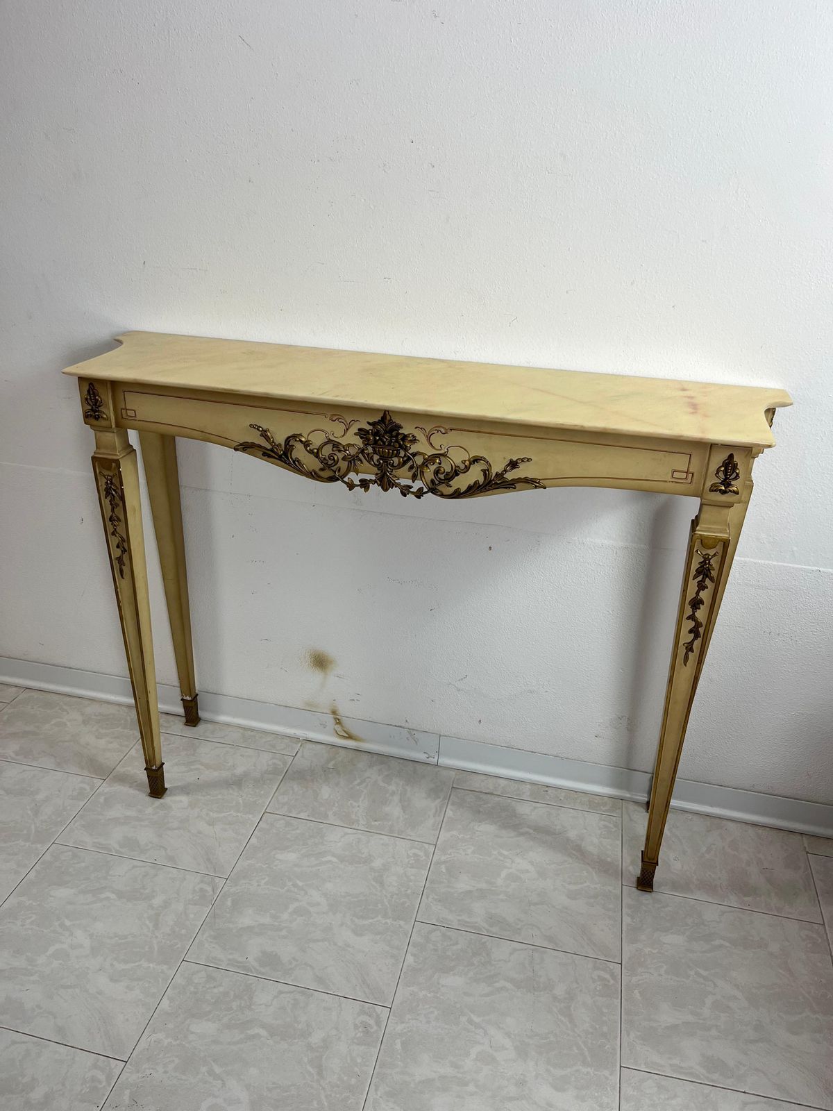 Italian Neoclassical Console In Lacquered Wood With Marble Top, 1930s photo furniture