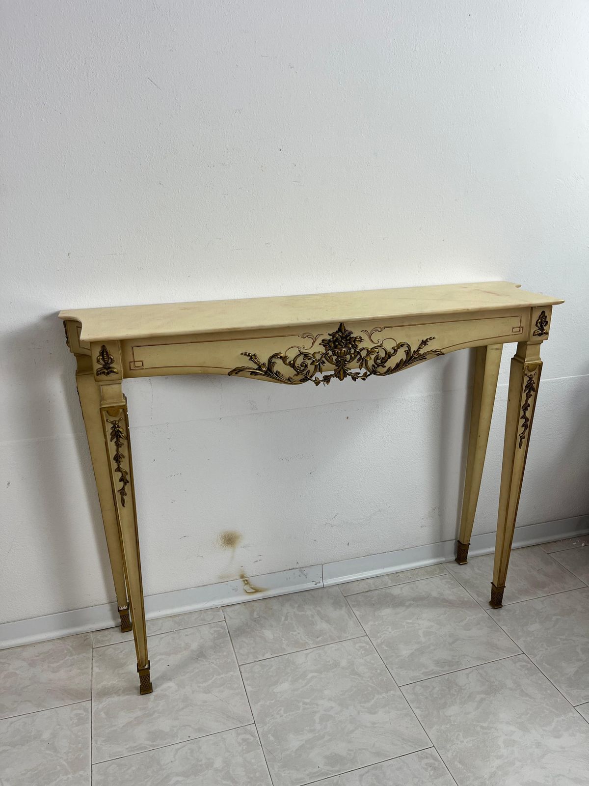 Italian Neoclassical Console In Lacquered Wood With Marble Top, 1930s photo for sale