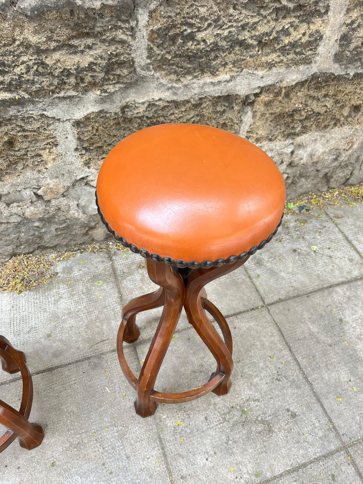 Set Of 2 Mid Century Italian Wooden Stools 1960s photo Furniture