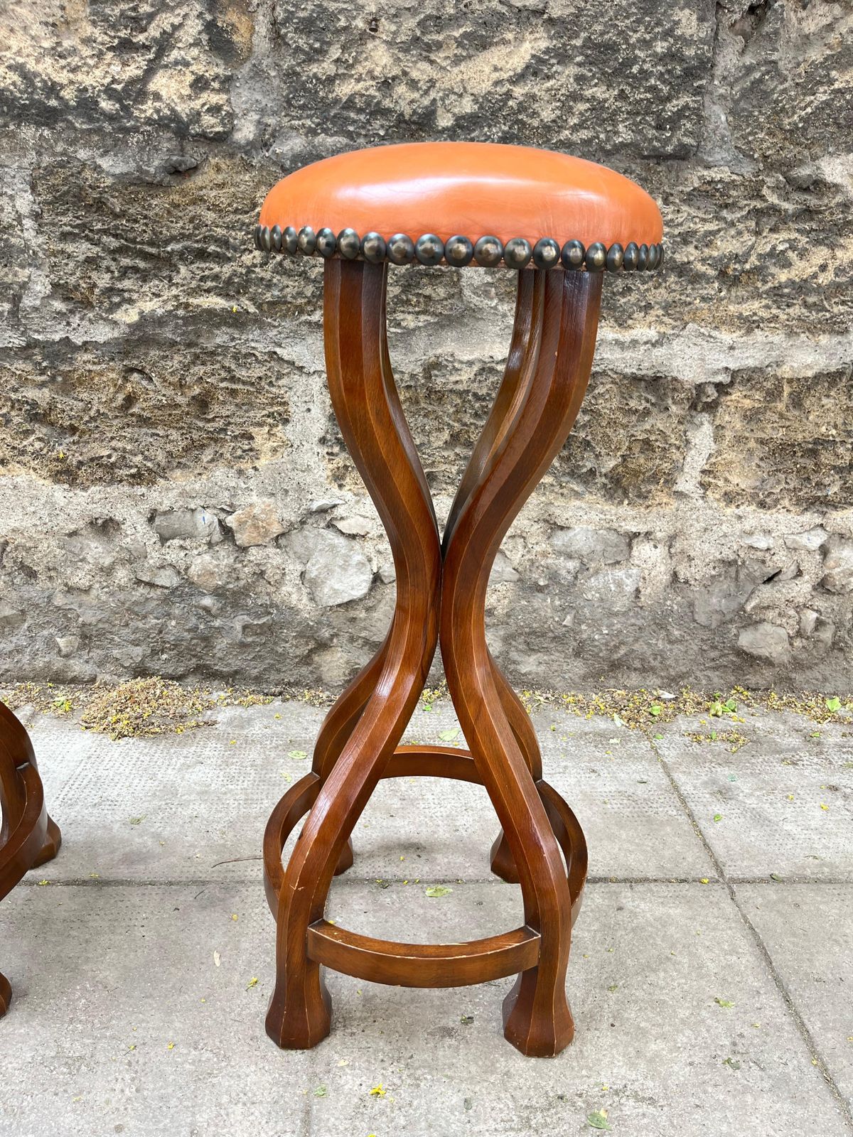 Set Of 2 Mid Century Italian Wooden Stools 1960s photo 1537.0