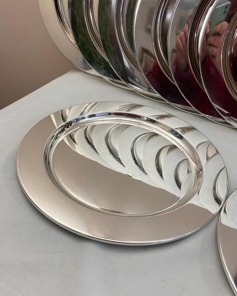 Twelve 800 Silver Underplates, Italy, 1980s photo for sale