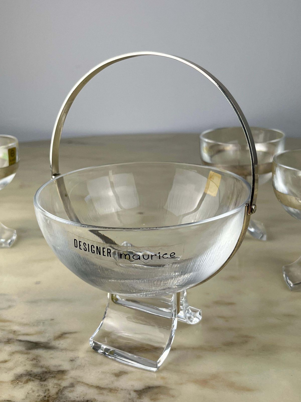 7 Piece Set In Crystal And 800 Silver, Taddei Sestini For Kristall Krisla, 1970s photo vinterior