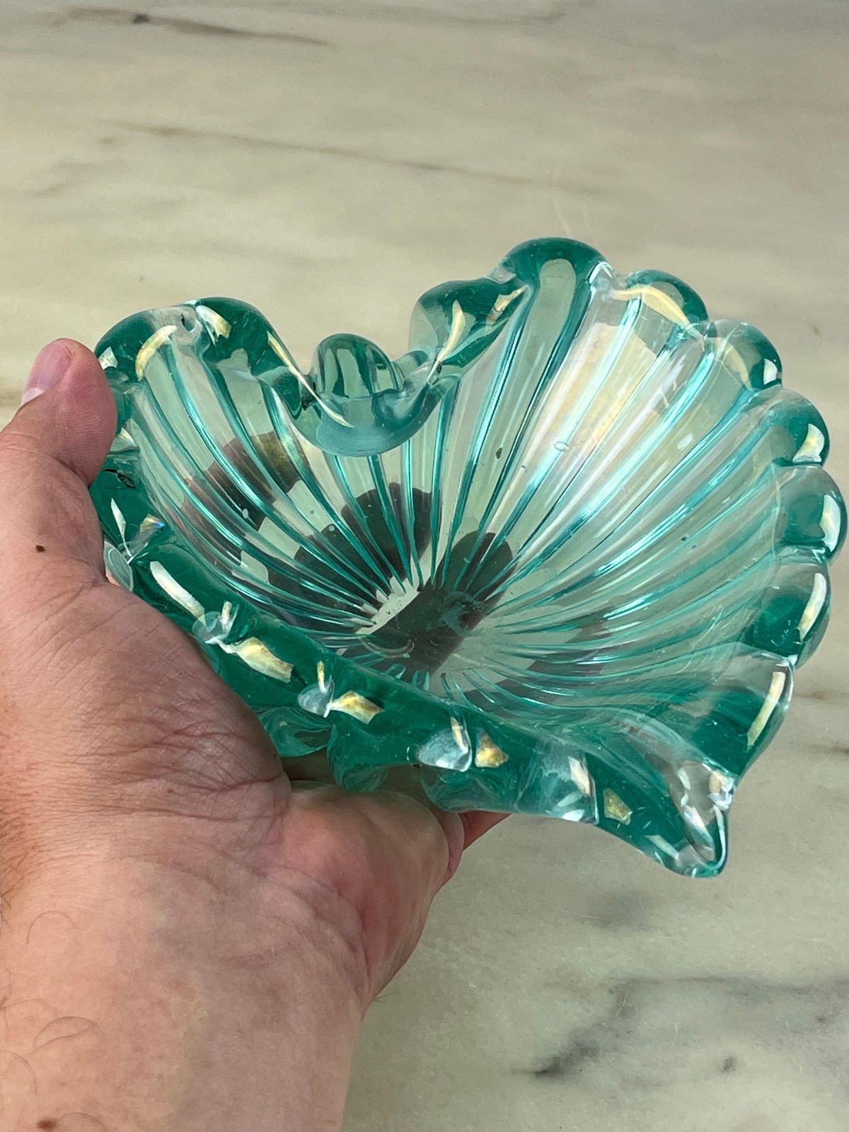 Murano Glass Ashtray, Attributed To Barovier & Toso, Italy, 1950s photo vintage