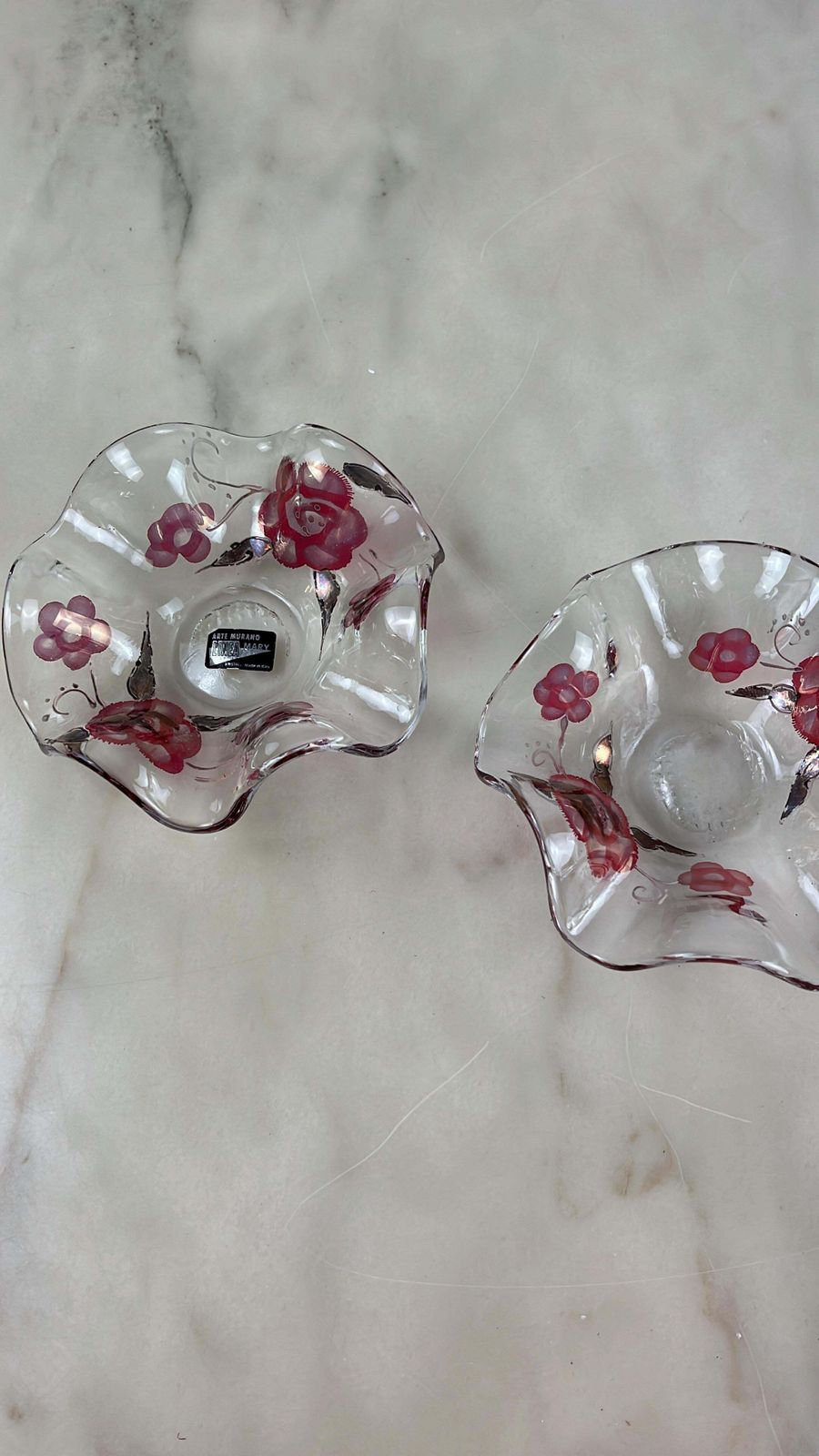 photo furniture Pair Of Decorated Murano Crystal Ashtrays/Pocket Trays, Italy, 1960s