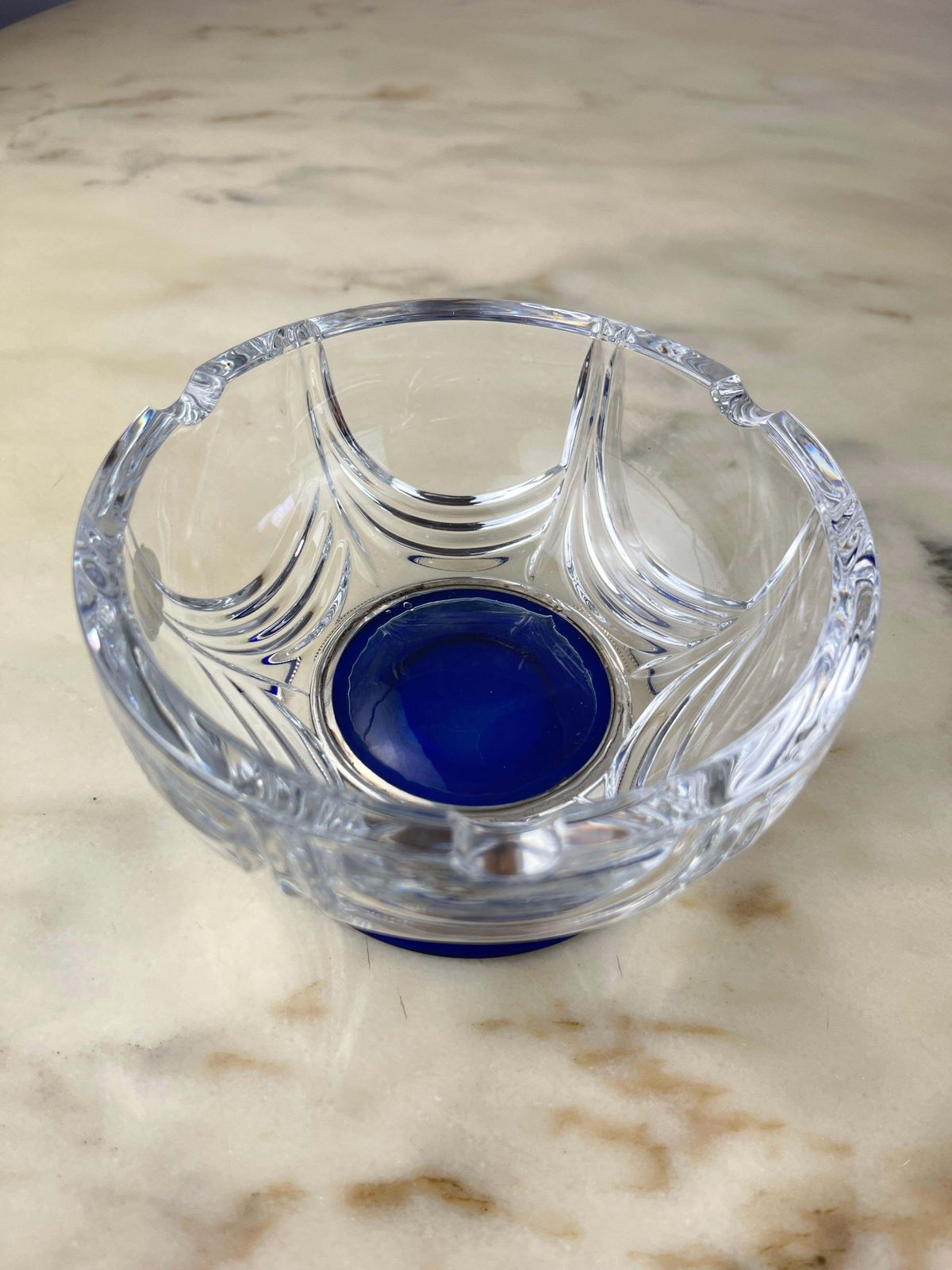 Pair Of Bohemian Crystal And Sterling Silver Ashtrays, 1980s photo for sale