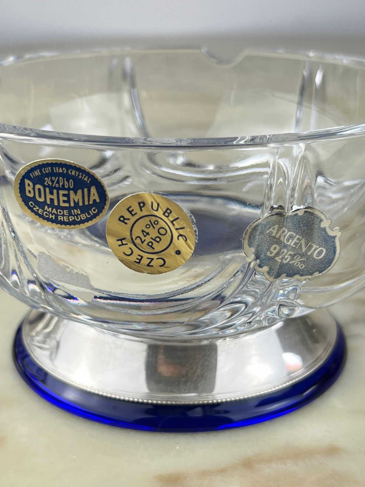 Pair Of Bohemian Crystal And Sterling Silver Ashtrays, 1980s photo 384.0