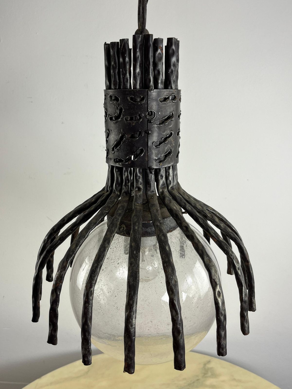 Brutalist "Spider" Model Chandelier By Marcello Fantoni Italian Design 1970s photo vinterior