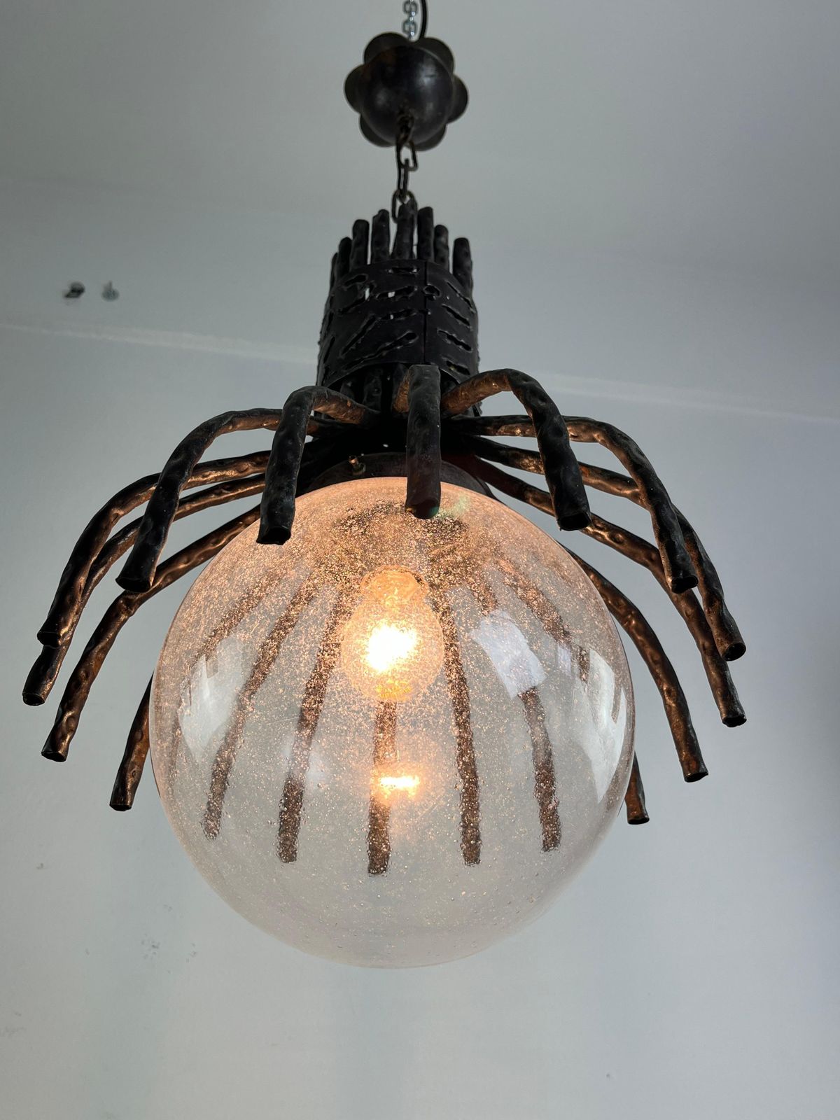 Brutalist "Spider" Model Chandelier By Marcello Fantoni Italian Design 1970s photo buy