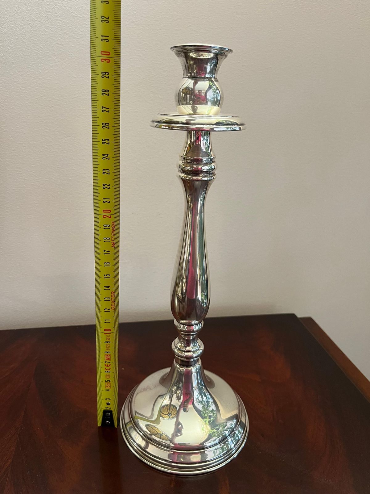 Vintage English Style Candlestick In 800 Silver, Italy, 1980s photo for sale