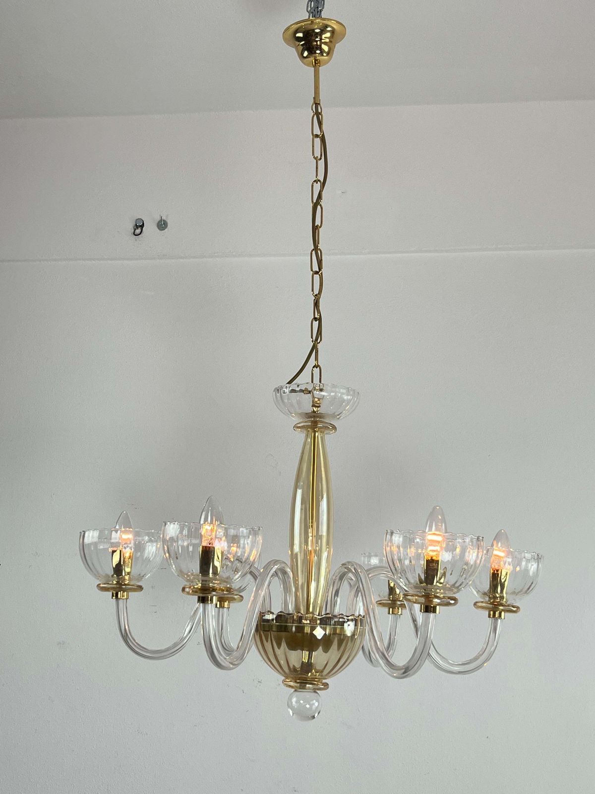 6 Light Handmade Murano Glass Chandelier "Maestri Muranesi" 1980s photo furniture