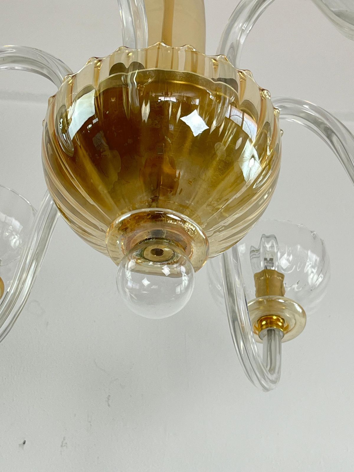6 Light Handmade Murano Glass Chandelier "Maestri Muranesi" 1980s photo vintage