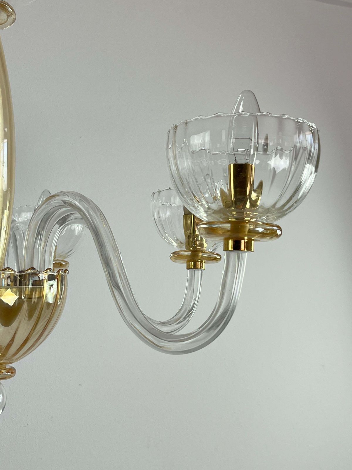 photo furniture 6 Light Handmade Murano Glass Chandelier "Maestri Muranesi" 1980s