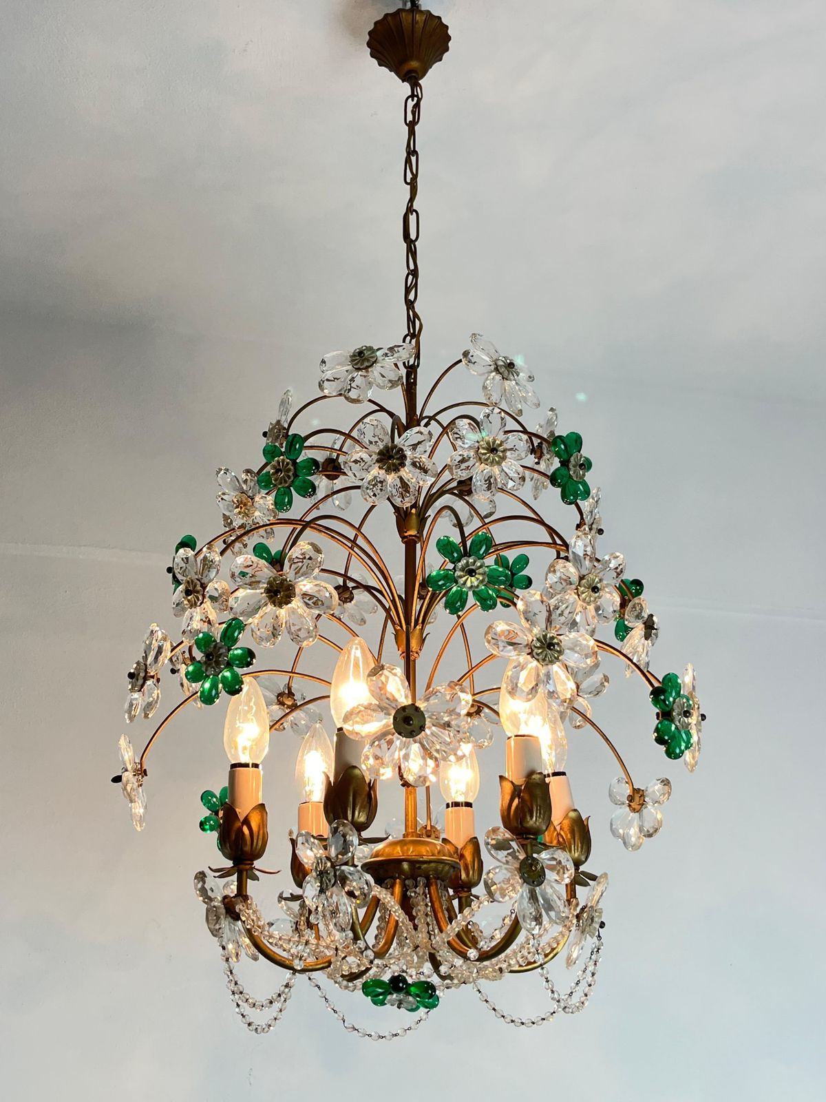 Mid Century Chandelier With Colored  Flowers In Murano Glass, 1960s photo 1878.0